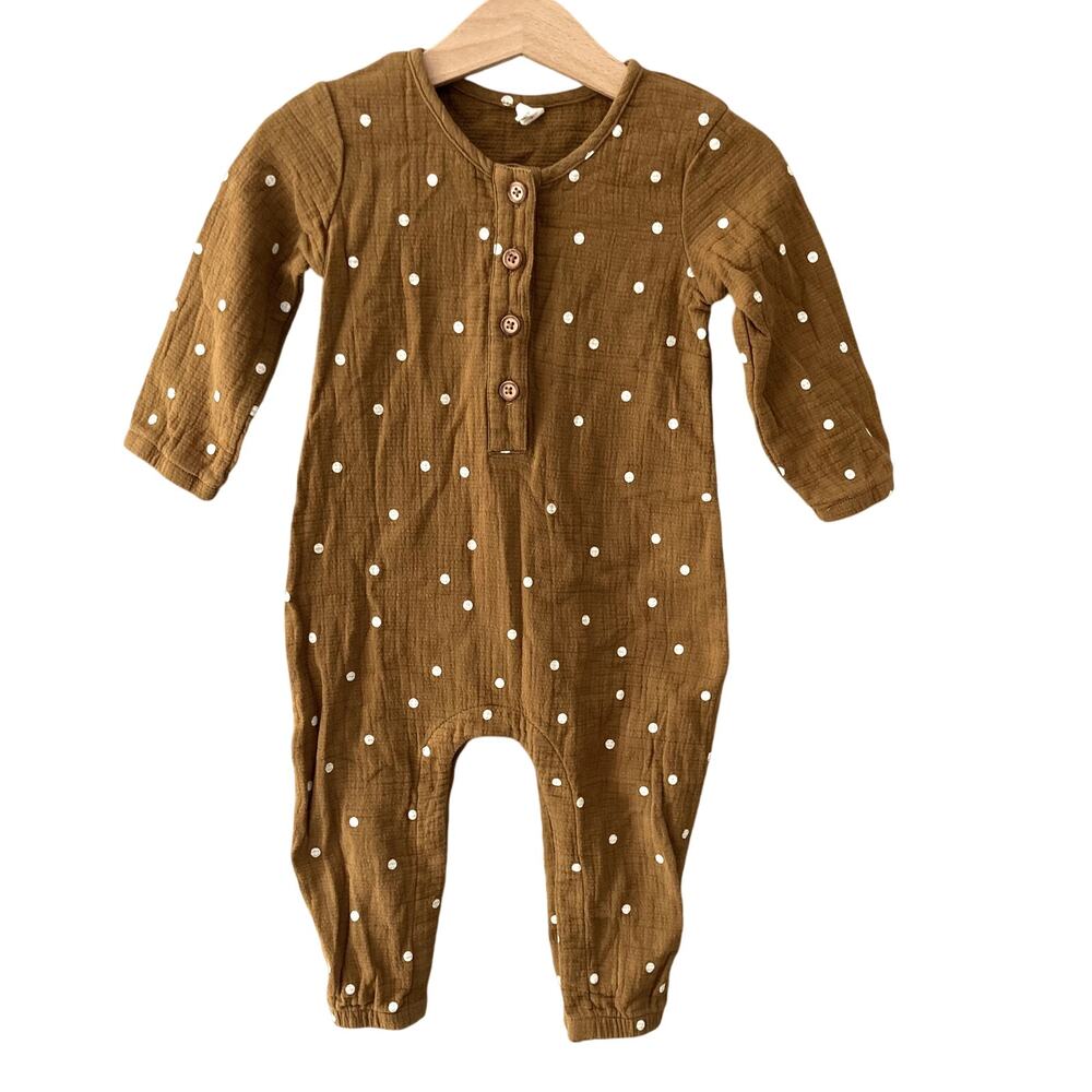 Quincy Mae Polka Dot Woven Jumpsuit - Walnut Brown - 12-18M